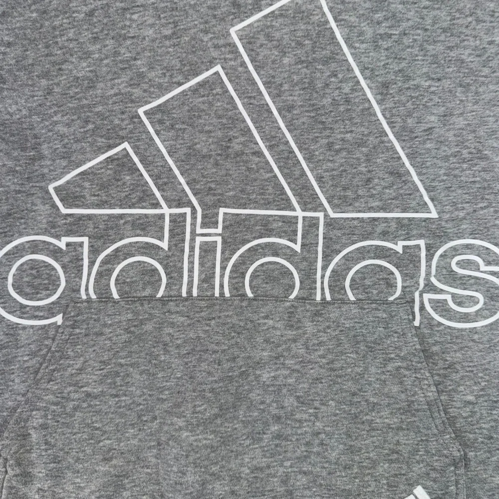 Kids Large Adidas Pullover Hoodie Gray Excellent Fleece Graphic Sweatshirt